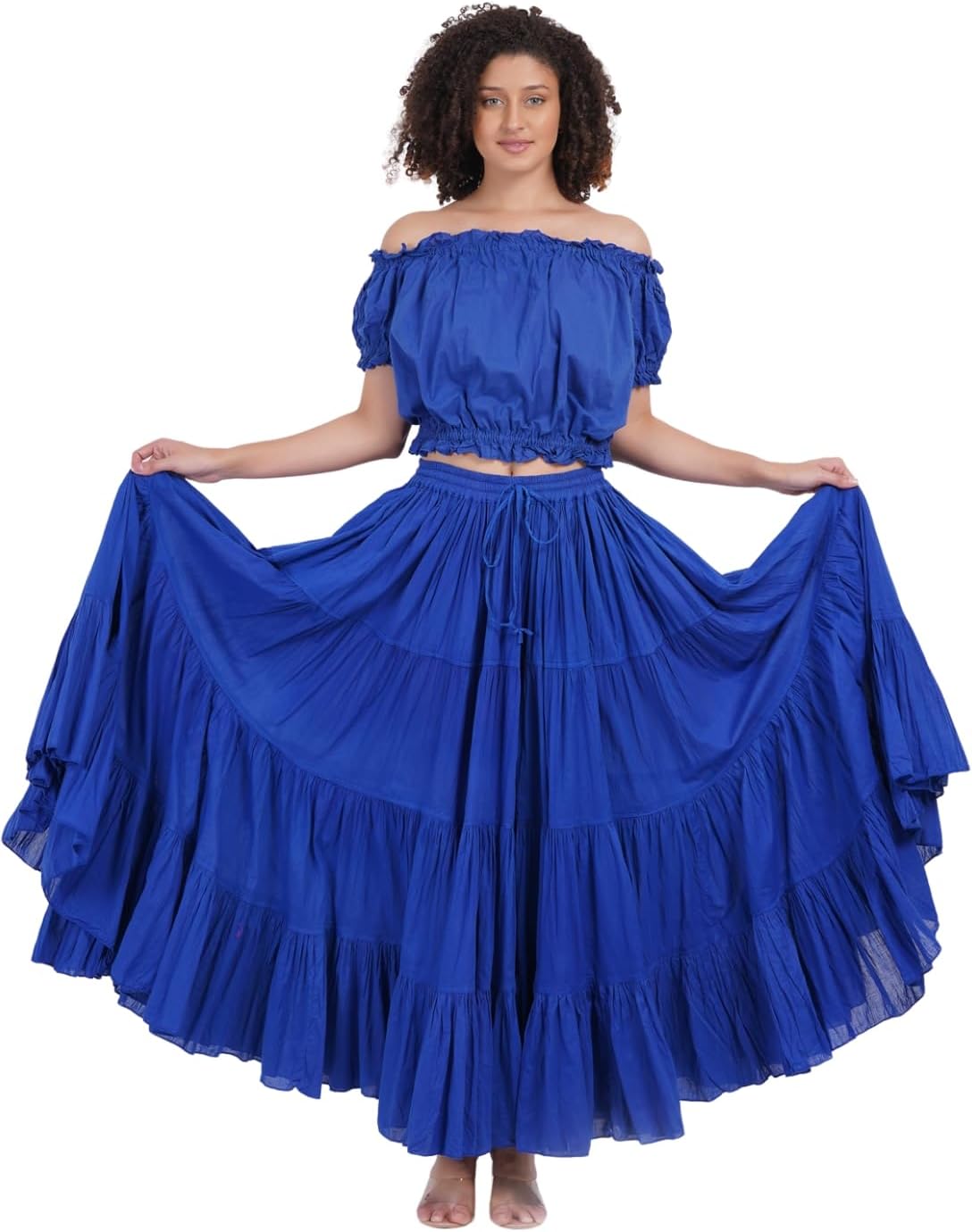 Wevez Women's Gypsy 25 Yard Solid Color Cotton Skirt