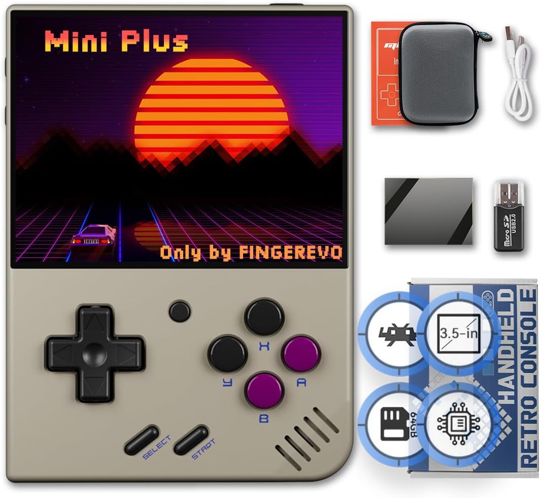 Miyoo Mini Plus OnionOS Handheld Game Console 3.5-inch 640*480 Screen 3000mAh Miyoo-mini+ with Portable Case Retro Gray