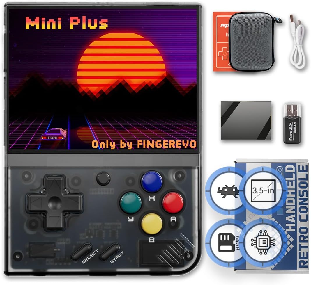 Miyoo Mini Plus OnionOS Handheld Game Console 3.5-inch 640*480 Screen 3000mAh Miyoo-mini+ with Portable Case Retro Gray