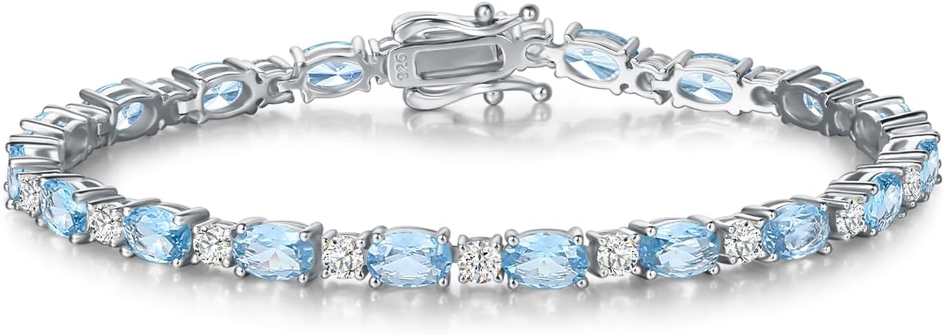 FANCIME Birthstone Bracelets Sterling Silver Tennis Bracelets Charm Fine Jewelry Birthday Gifts for Women 7"