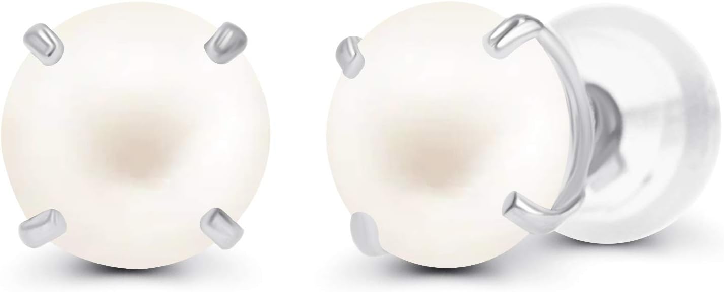 Solid 14K Yellow, White or Rose Gold 4mm Round Genuine Gemstone Birthstone Prong Set Stud Earrings For Women
