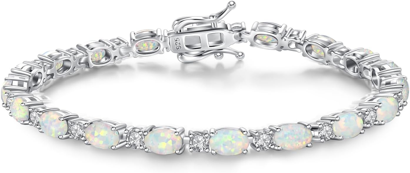 FANCIME Birthstone Bracelets Sterling Silver Tennis Bracelets Charm Fine Jewelry Birthday Gifts for Women 7"