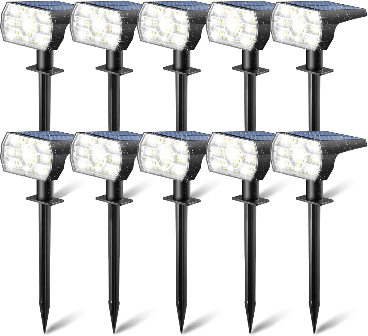 Kaxiida Solar Lights Outdoor Waterproof IP68, 3 Lighting Models Solar Powered Spot Lights Outdoor, 56LED Light Dusk to Dawn for Yard Patio Garden Pathway Landscape Lighting