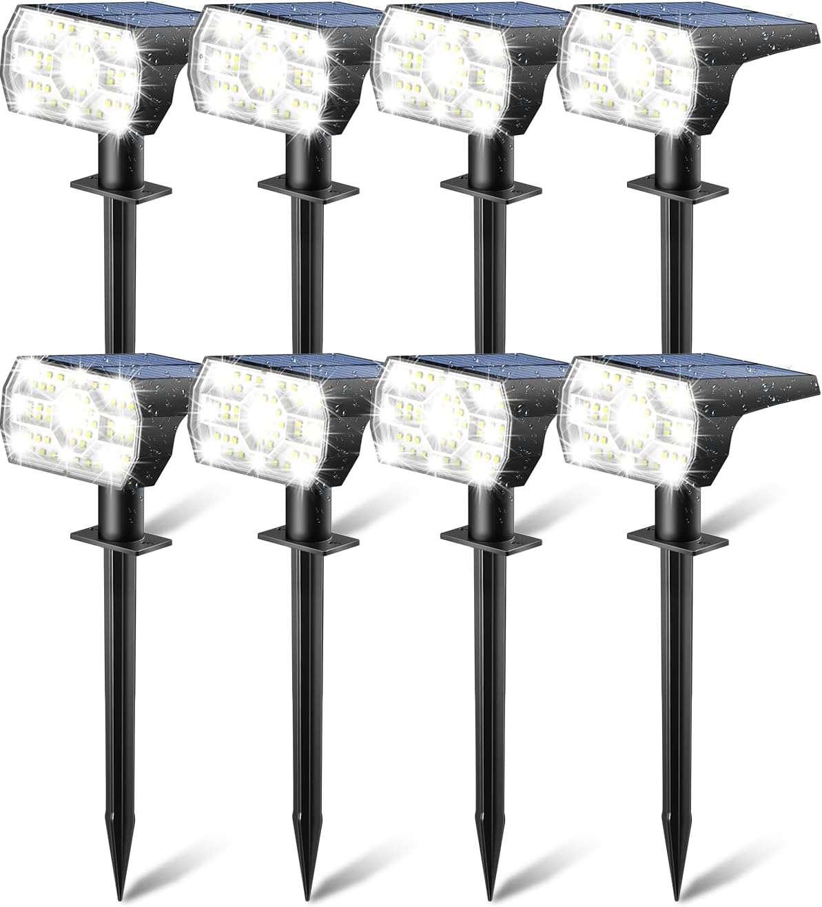 Kaxiida Solar Lights Outdoor Waterproof IP68, 3 Lighting Models Solar Powered Spot Lights Outdoor, 56LED Light Dusk to Dawn for Yard Patio Garden Pathway Landscape Lighting