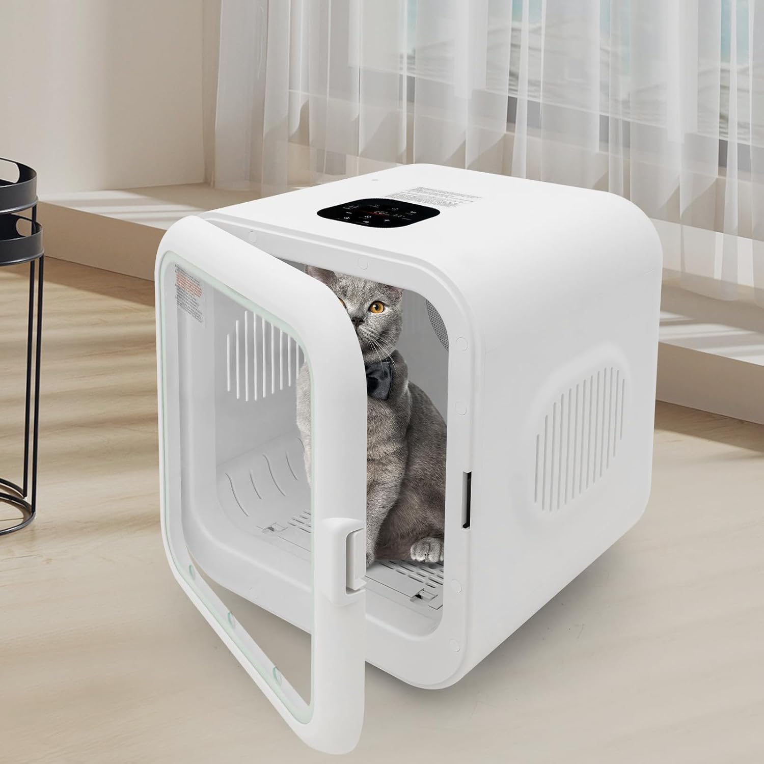 62L Large Capacity Pet Dryer Box - Ultra Quiet, Smart Temperature Control, 360 Drying, Fast Drying, Low Noise, Easy to Use, Perfect for Cats and Small Dogs - White Standard dog hair house dryer