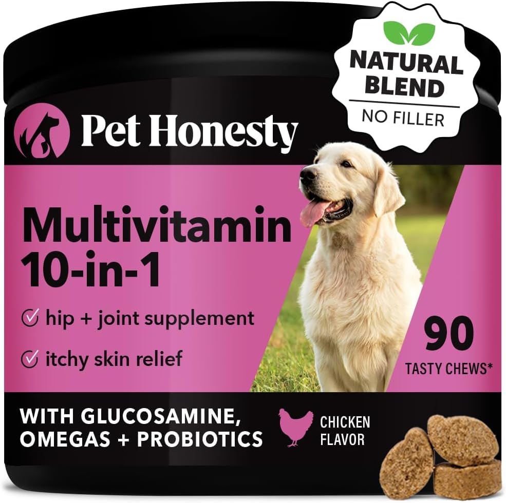 Dog Multivitamin - 10 in 1 Dog Vitamins for Health & Heart - Omega Fish Oil, Glucosamine & Probiotics - Dog Vitamins and Supplements for Skin and Coat (Chicken 180 ct)