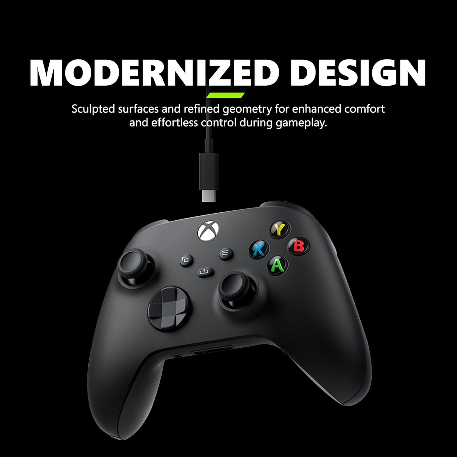 Xbox Core Wireless Gaming Controller + USB-C® Cable – Carbon Black Series X|S, One, Windows PC, Android, and iOS