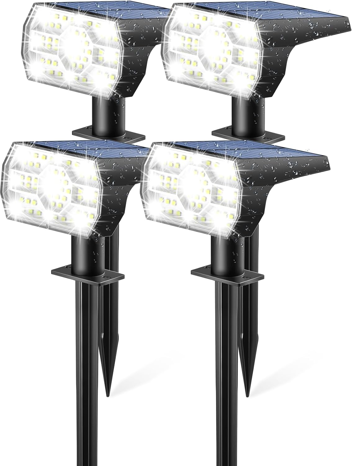 Kaxiida Solar Lights Outdoor Waterproof IP68, 3 Lighting Models Solar Powered Spot Lights Outdoor, 56LED Light Dusk to Dawn for Yard Patio Garden Pathway Landscape Lighting