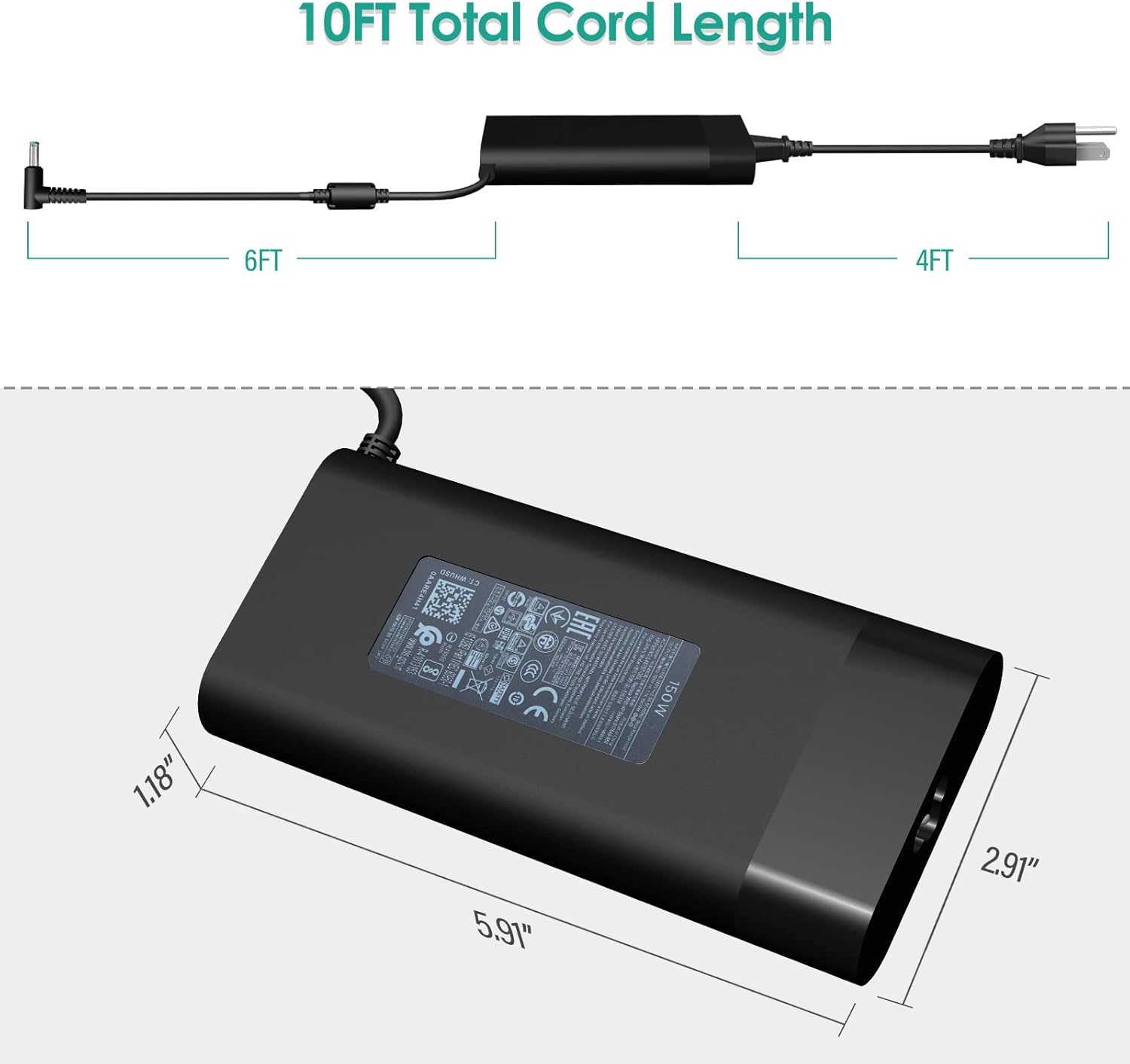 150W AC Charger Fit for HP Zbook 15 16 17 15u 15v G3 G4 G5 G6 G7 G8 G9 ZBook Studio G4 G5 G7 G8 G9 Victus 15 OMEN by 15 17 Pavilion Gaming 15 17 TPN-CA11 TPN-DA09 Laptop Power Adapter Supply