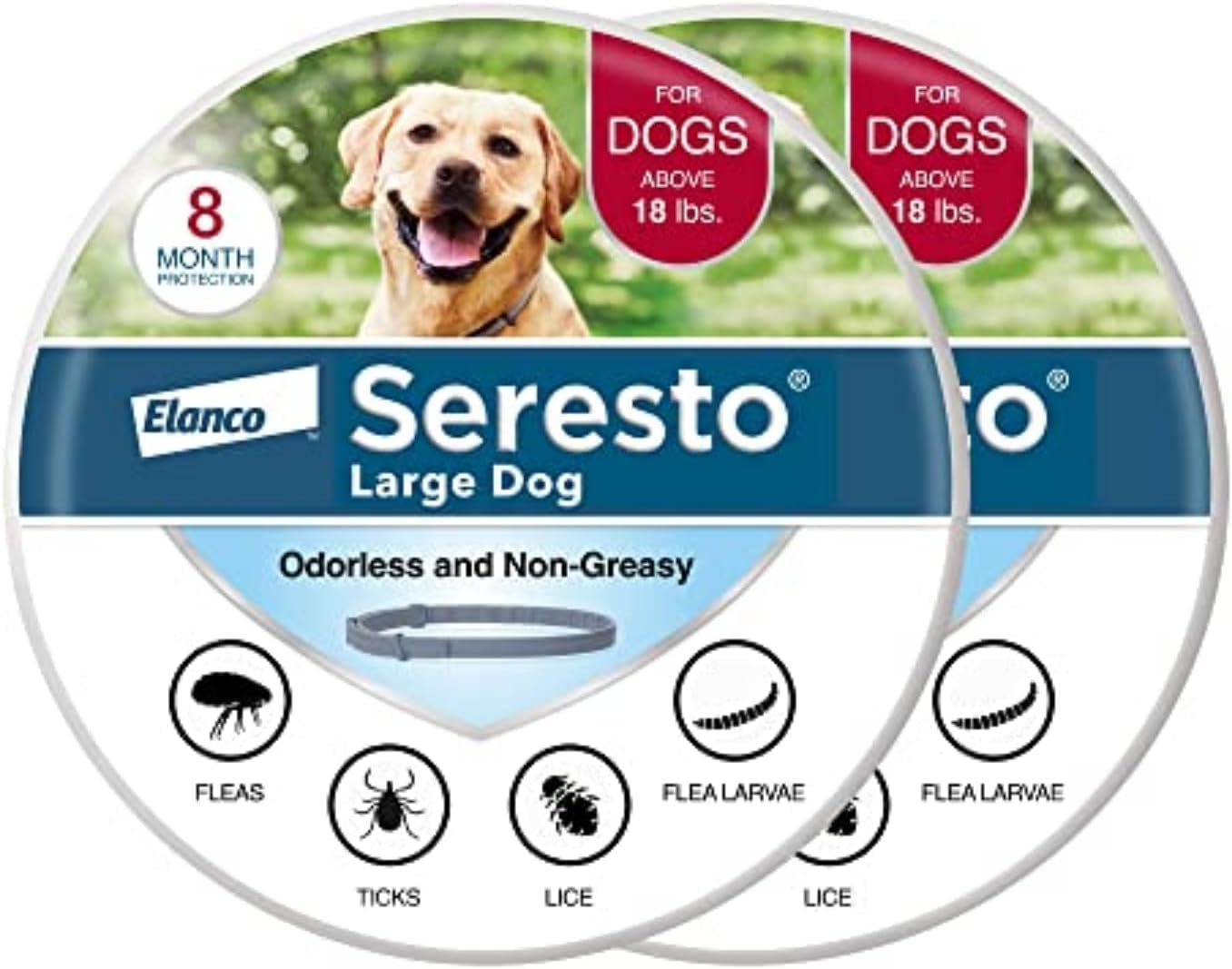 Seresto Large Dog Vet-Recommended Flea & Tick Treatment & Prevention Collar for Dogs Over 18 lbs. | 8 Months Protection