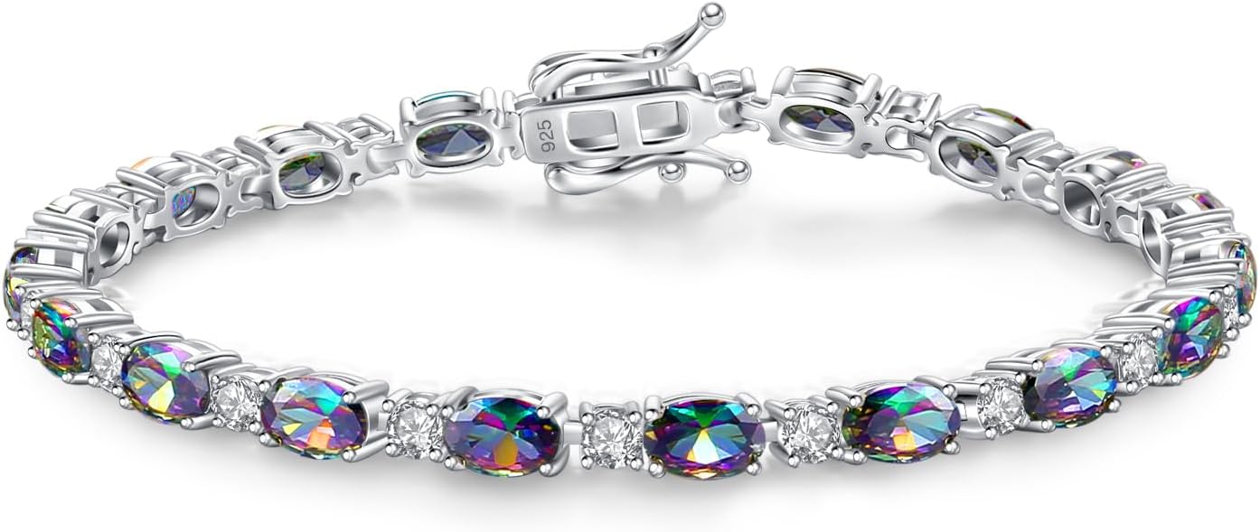 FANCIME Birthstone Bracelets Sterling Silver Tennis Bracelets Charm Fine Jewelry Birthday Gifts for Women 7"