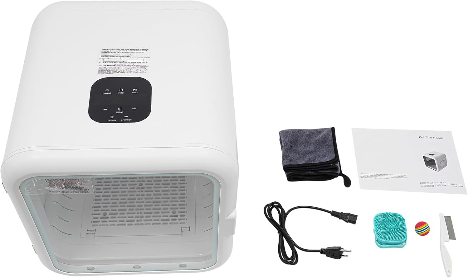 62L Large Capacity Pet Dryer Box - Ultra Quiet, Smart Temperature Control, 360 Drying, Fast Drying, Low Noise, Easy to Use, Perfect for Cats and Small Dogs - White Standard dog hair house dryer