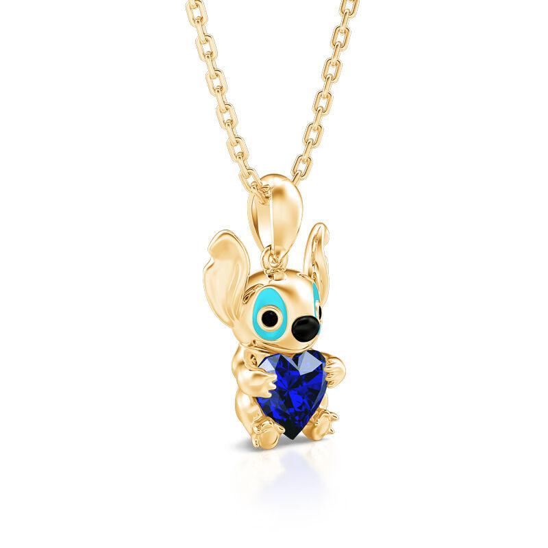 Jeulia Hug Me "Little Monster" Heart Cut Sterling Silver Necklace