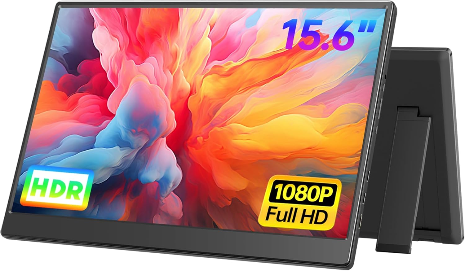Portable Monitor 15.6-inch FHD 1080P Ultra-Slim Travel External Monitor HDR IPS Gaming Display with Kickstand &Speakers USB-C HDMI Plug&Play,for Laptop PC Phone PS4/5 Xbox Switch