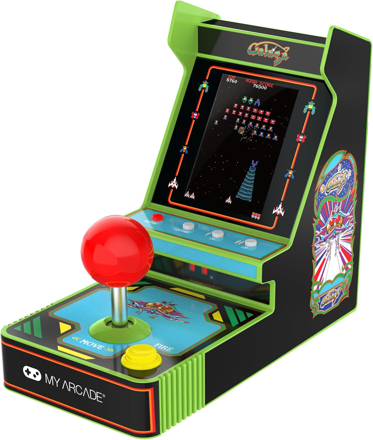 My Arcade Pac-Man Joystick Player:Officially Licensed Retro Gaming Console, 2 Game Modes Classic Arcade Machine, Portable Game for Kids and Adults