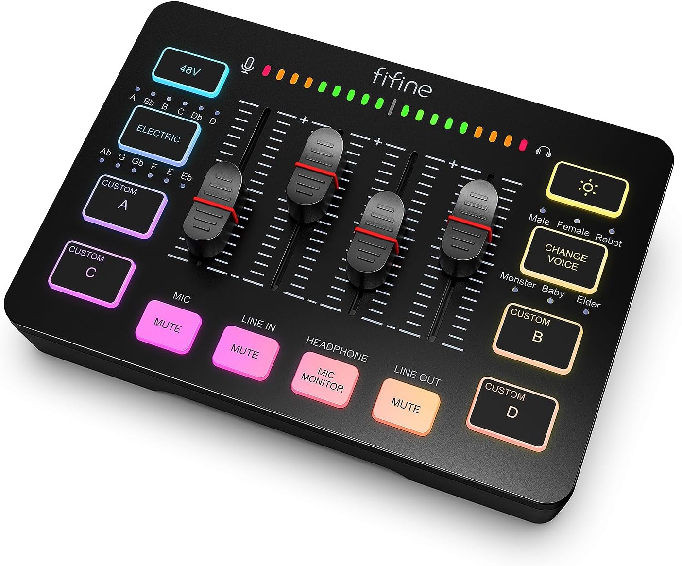 FIFINE Audio Mixer, Gaming Streaming PC Mixer with Slider Fader, XLR Microphone Interface, Monitoring, for Video/Game Voice/Podcast Recording-AmpliGame SC3W