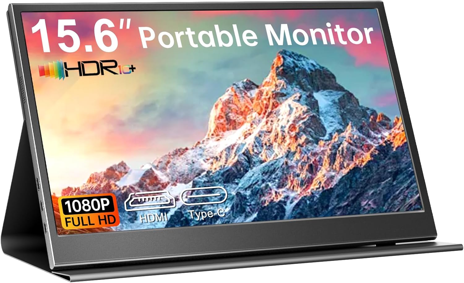 Portable Monitor 15.6-inch FHD 1080P Ultra-Slim Travel External Monitor HDR IPS Gaming Display with Kickstand &Speakers USB-C HDMI Plug&Play,for Laptop PC Phone PS4/5 Xbox Switch