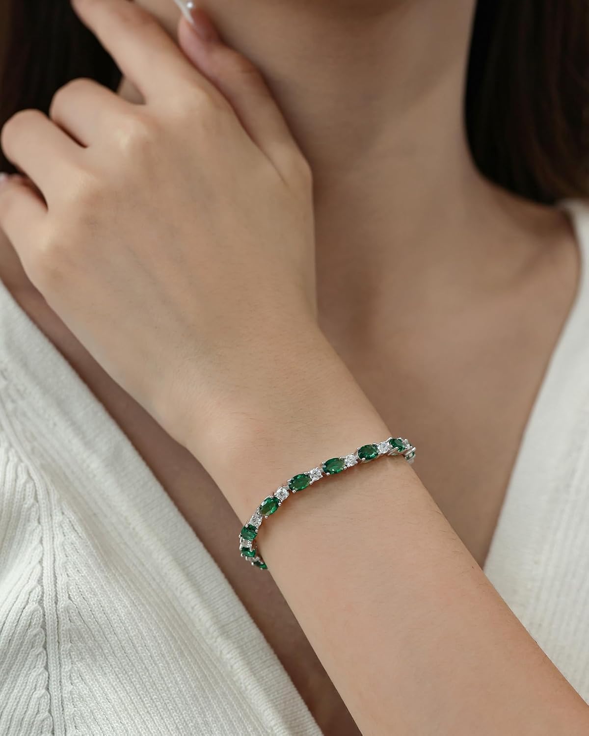 FANCIME Birthstone Bracelets Sterling Silver Tennis Bracelets Charm Fine Jewelry Birthday Gifts for Women 7"