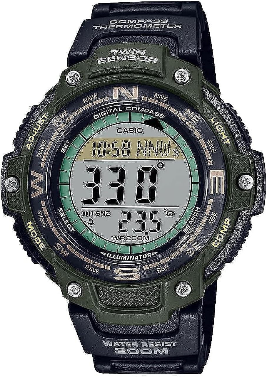 Casio SGW100 Series | Digital Watch & Compass | 200M WR | 100 SEC Stopwatch | Twin Sensor for Direction & Temperature | Low Temp Resistant | World Time | Auto Calendar | Multi Alarm