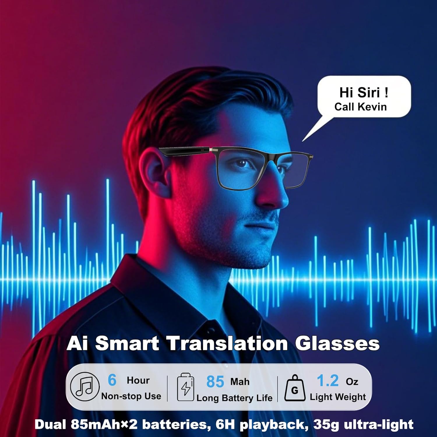 Ai Translation Smart Glasses with Chat GPT Bluetooth for Men Women with 140 Language Color-Change Lens Clear Headphone with Speaker Sunglasses,Travel Meeting Trade Business