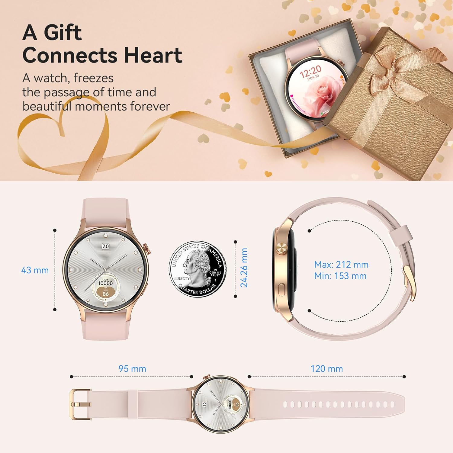 aeac Smart Watch for Women, 1.32'' AMOLED Ultra-Clear Screen Activity Trackers with Heart Rate/Sleep/SpO2 Monitor, Smartwatch for iPhone/Samsung/Android, 110+ Sport Modes Waterproof Fitness Watch