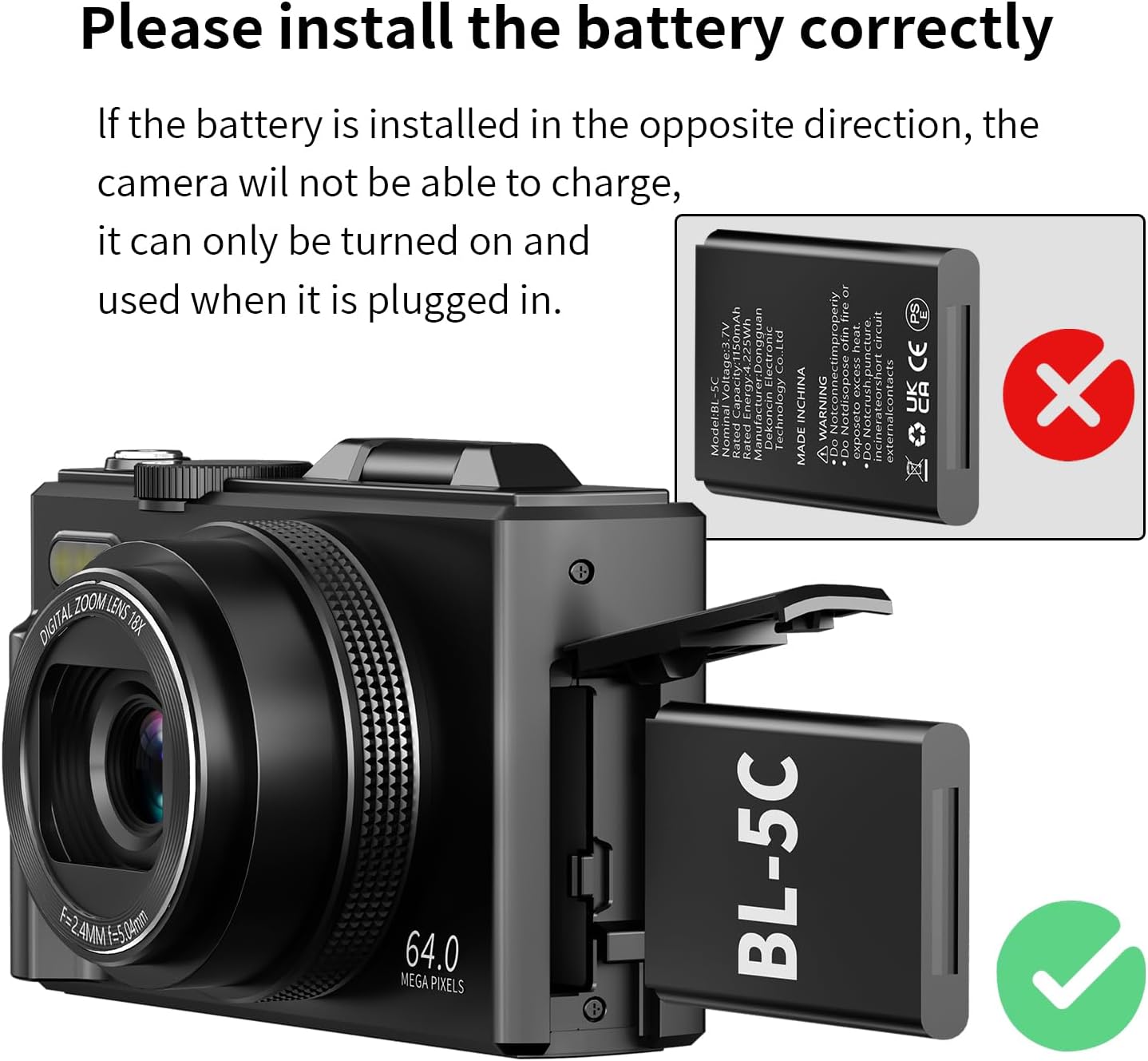 4K Digital Camera for Photography, 64MP Vlogging Camera for YouTube with 3" 180° Flip Screen, 18X Digital Zoom Point and Shoot Camara with 32GB Micro SD Card for Beginner (Black)