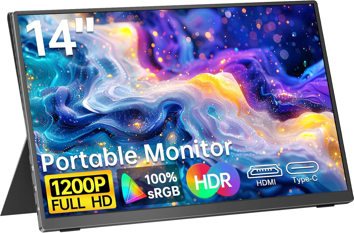 Portable Monitor 15.6-inch FHD 1080P Ultra-Slim Travel External Monitor HDR IPS Gaming Display with Kickstand &Speakers USB-C HDMI Plug&Play,for Laptop PC Phone PS4/5 Xbox Switch