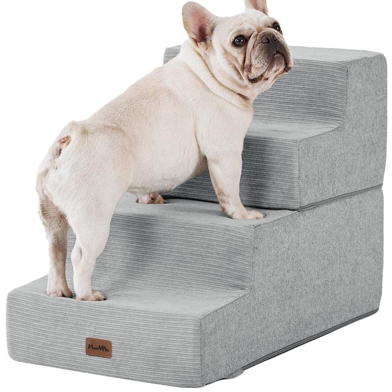 Extra Wide Dog Stairs for High Bed Couch Sofa 35D Foam Pet Steps for Small Dogs and Cats Non-Slip Bottom Pet Stairs Home 4-Step 16" x 18" x 28"