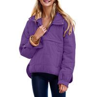 UANEO Womens Oversized Hooded Puffer Jacket Lightweight Pullover Hoodies Quilted Dolman Long Sleeve Warm Winter Coat