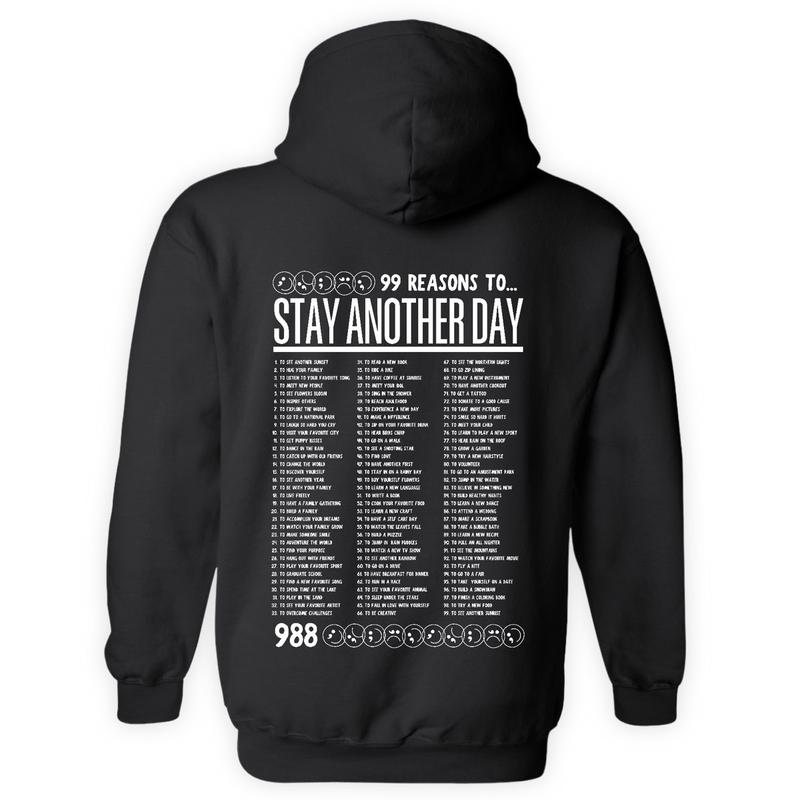 99 Reasons to Stay Another Day - Unisex Mental Health Awareness Hoodies, Crews, & Tshirts Sm-5x Long Sleeve Casual Crewneck Menswear Round Neck Classic Small