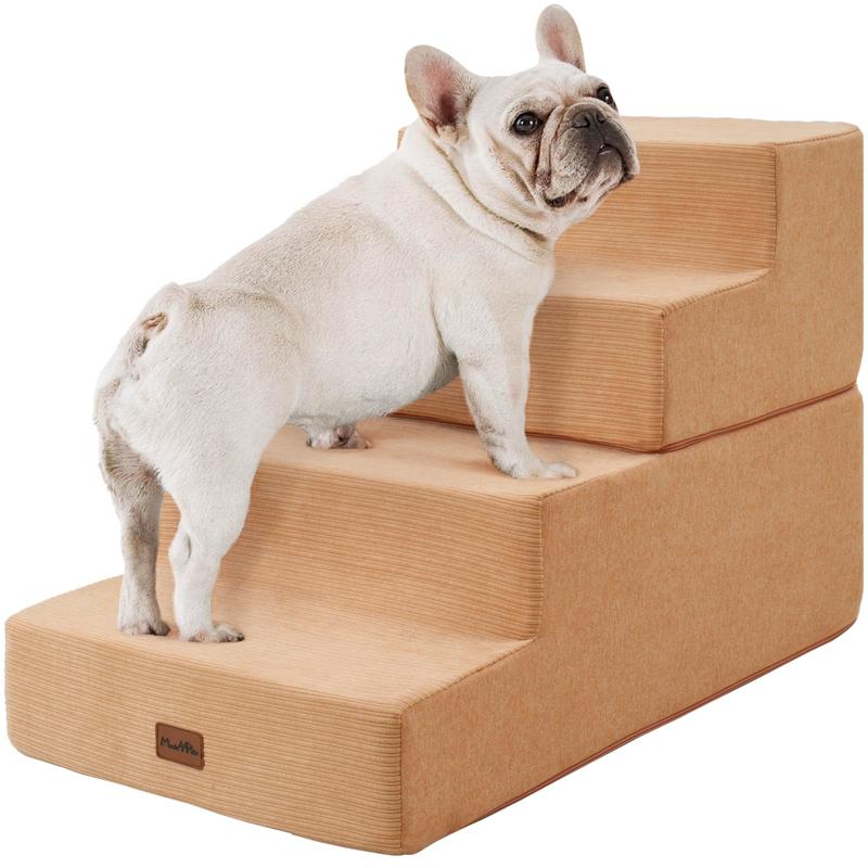 Extra Wide Dog Stairs for High Bed Couch Sofa 35D Foam Pet Steps for Small Dogs and Cats Non-Slip Bottom Pet Stairs Home 4-Step 16" x 18" x 28"