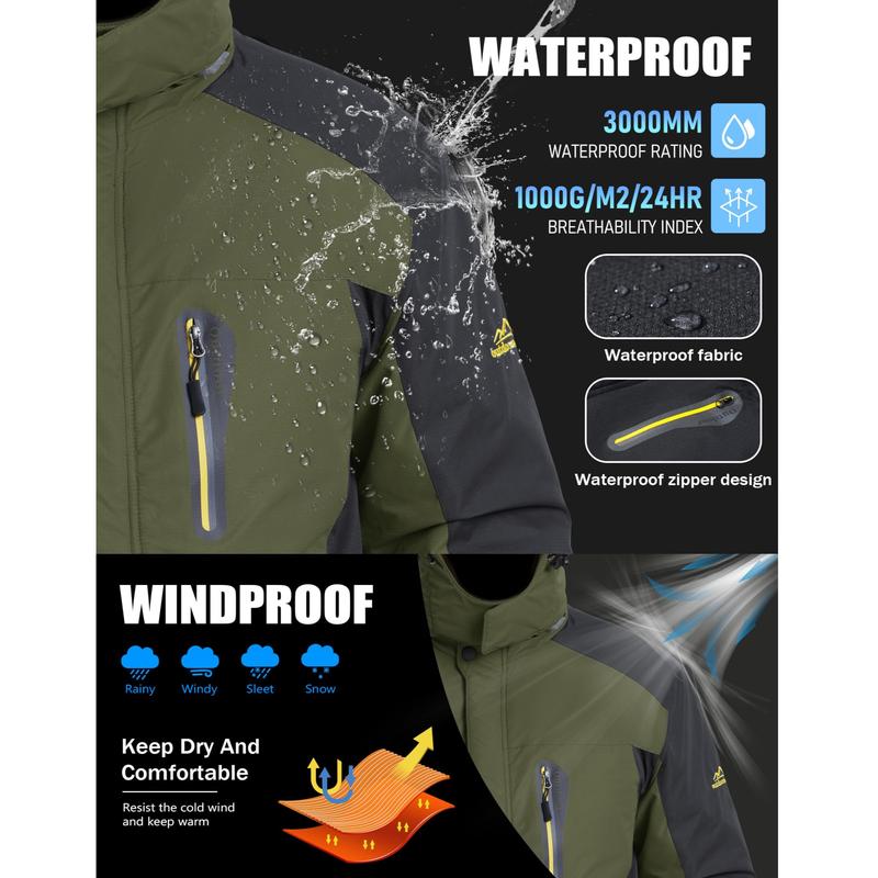MAGCOMSEN Men's Winter Coats Water Resistant Snow Ski Jacket Fleece Lined Parka 4 Pockets