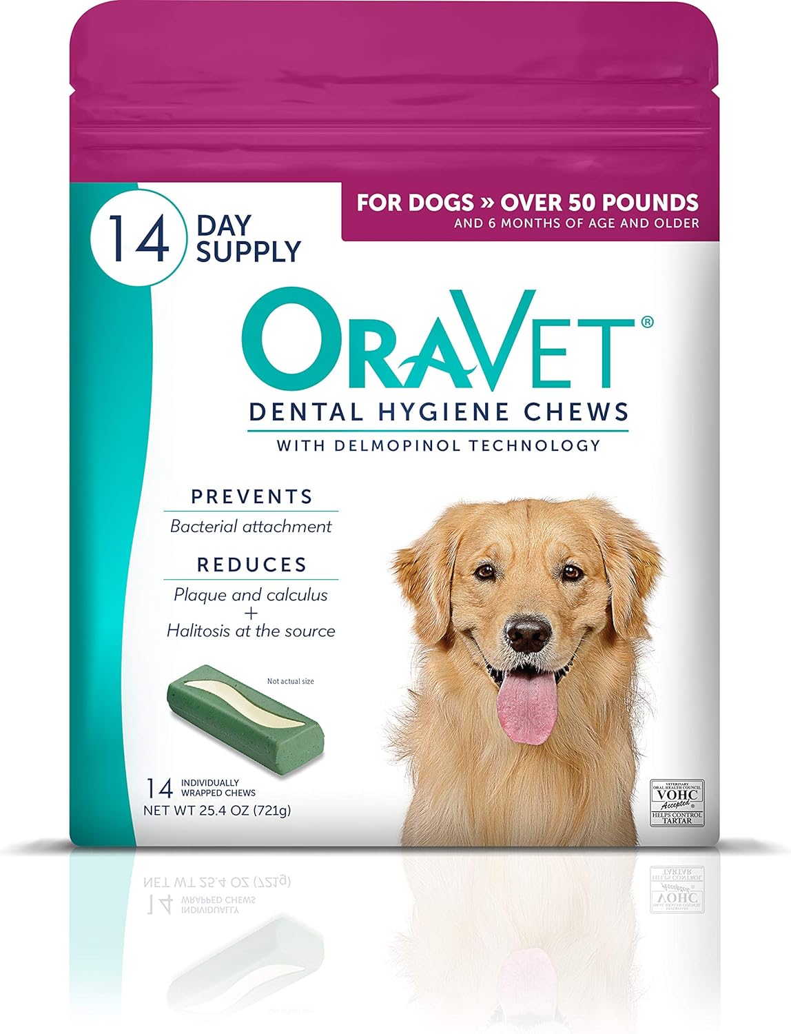 ORAVET Dental Chews for Dogs, Oral Care and Hygiene Chews (Large Dogs, Over 50 lbs.) Pink Pouch, 30 Count (Pack of 1)