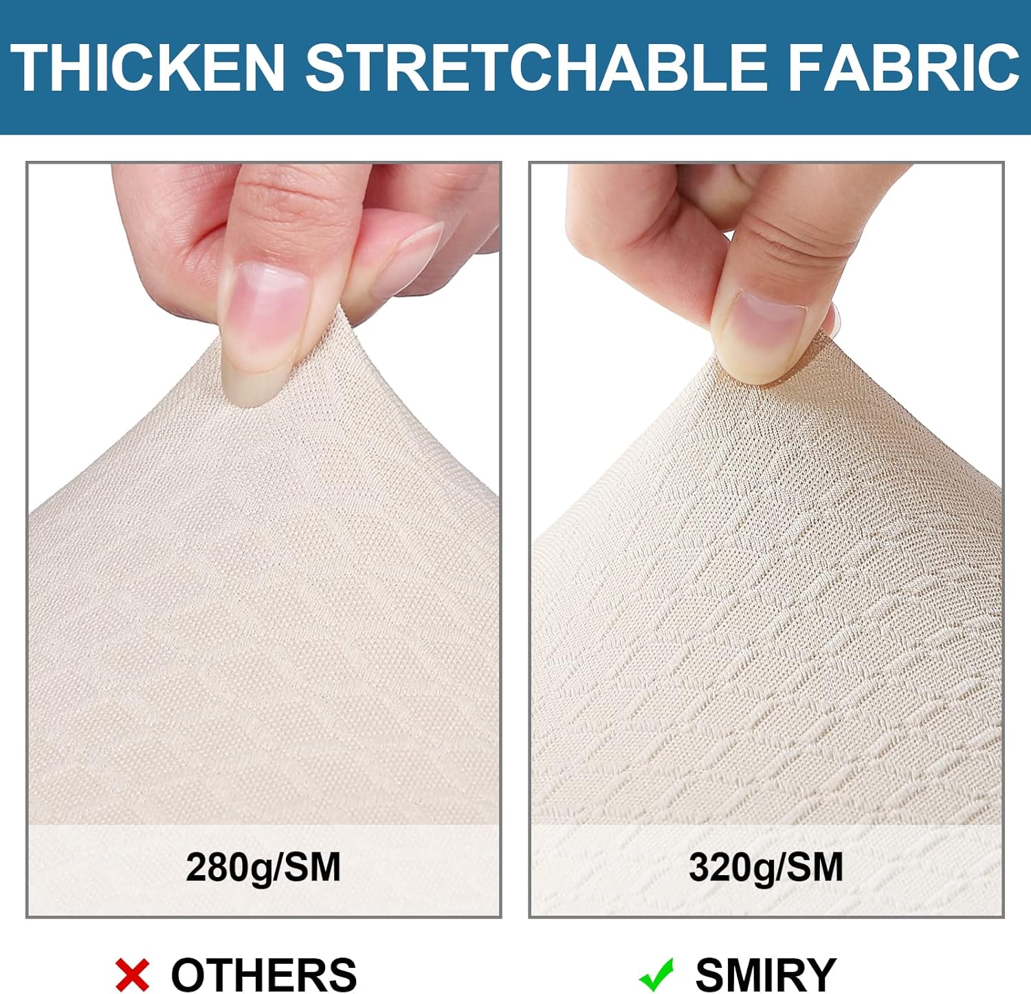 Smiry Waterproof Seat Covers for Dining Room Chairs Set of 6, Stretch Jacquard Removable Washable Chair Seat Slipcovers Protector, No Rear Covers, Beige