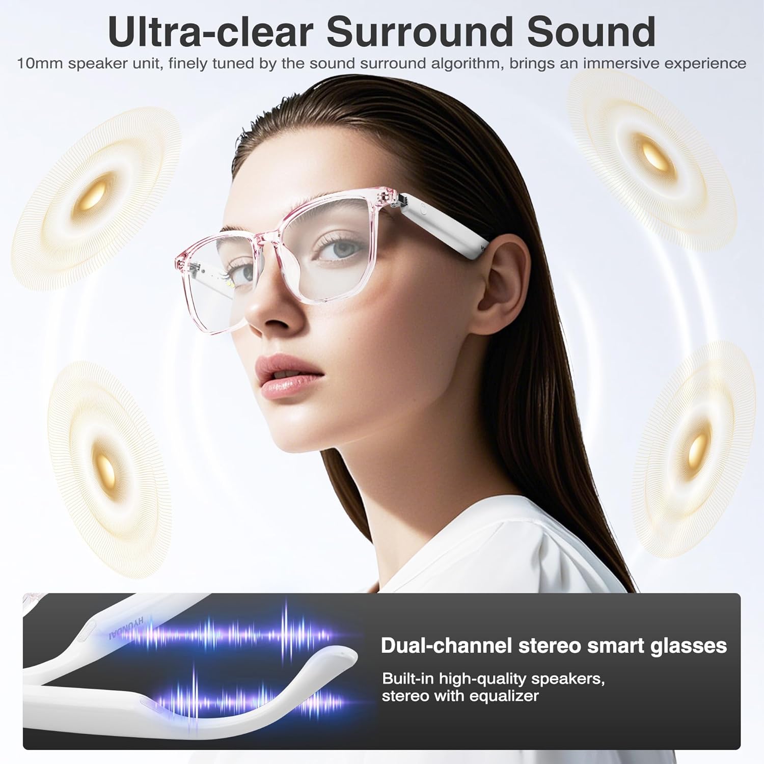 AI Smart Glasses with Chat GPT,Bluetooth Glasses with 150+ Translation,Smart Glasses for Men&Women,Multifunctional Bluetooth Glasses for Men(White) (White)