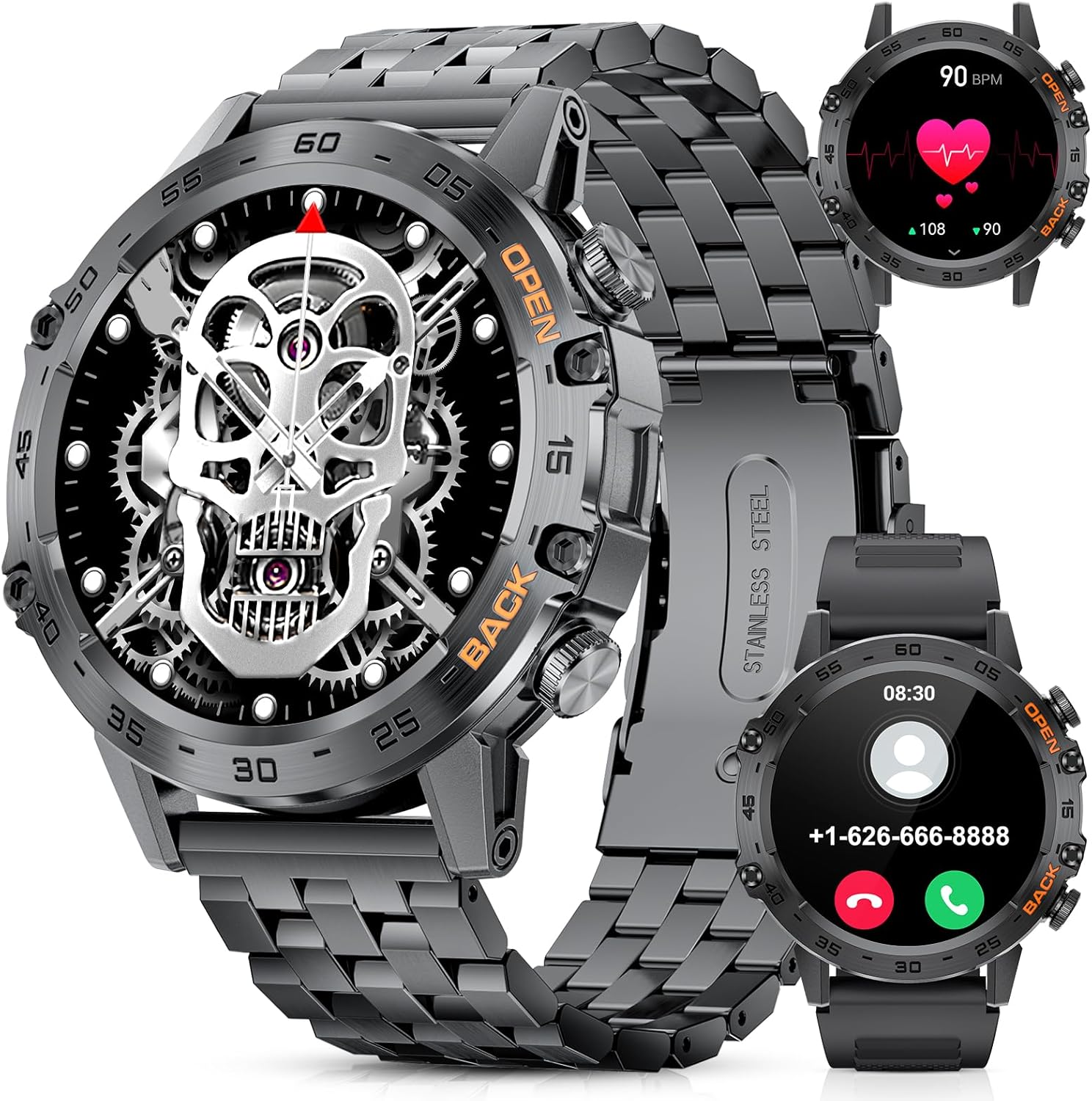 Military Smart Watch for Men(Answer/Dial Calls),100 Sports Modes, 5ATM Waterproof Fitness Watch with Heart Rate/SpO2/Blood Pressure for Android and iOS,1.39''HD DIY Screen Smartwatch Black