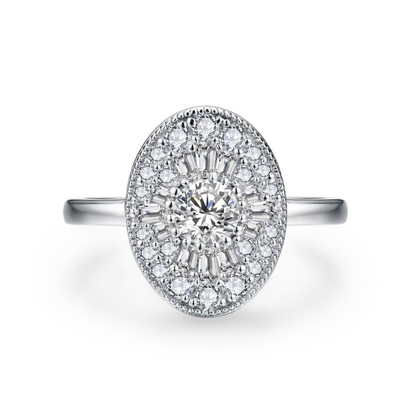 D/VVS1 Round Shape All Synthetic Moissanite Ring for Women Engagement Fine Jewelry Gift R111
