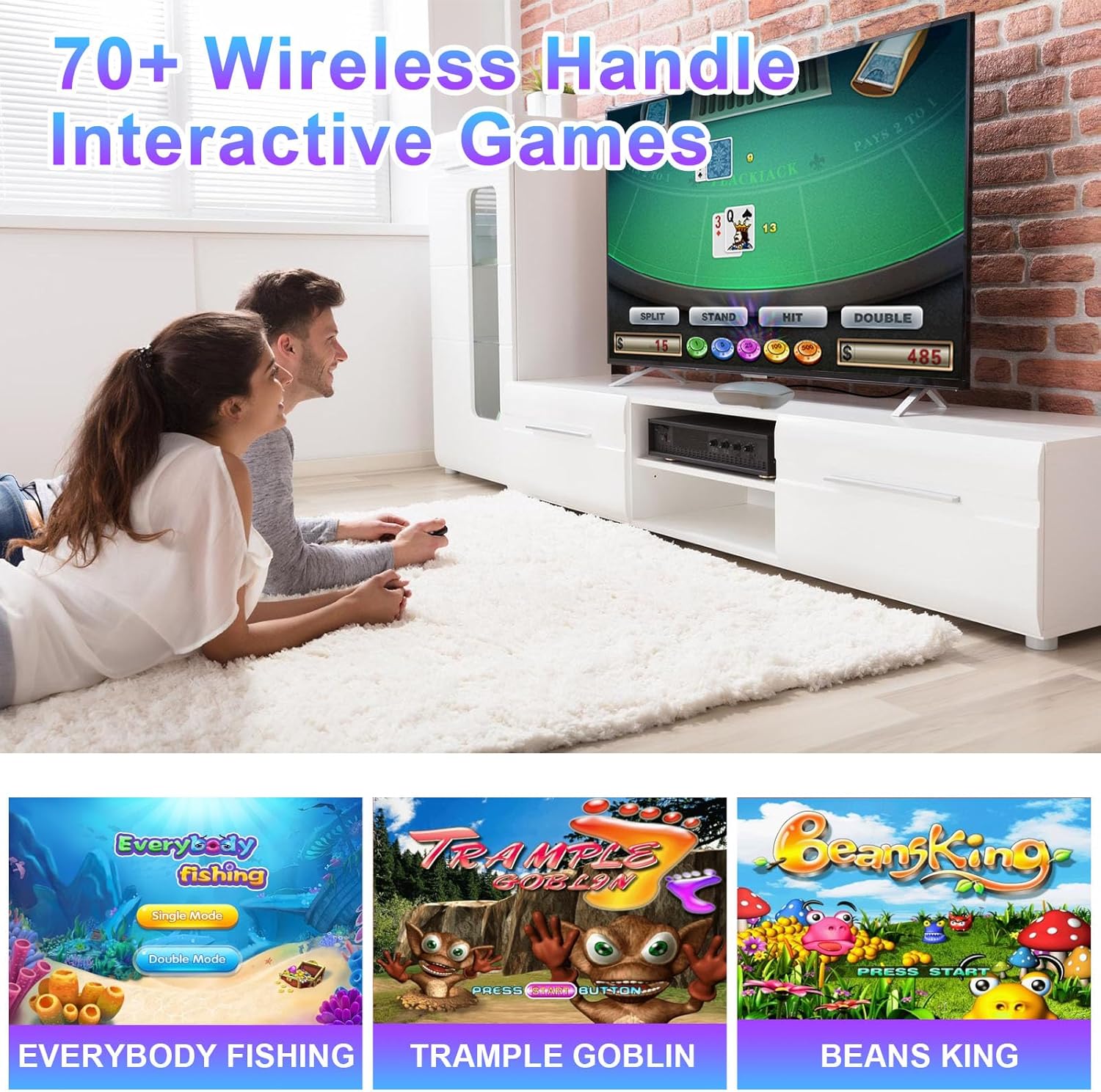 TV Game Console Built in 100+ Gam ES, Video Game Machine with 2.4G Wireless Gamepad Somatosensory Control, USB Plug and Play, Kid & Adult Interactive& Puzzle Games,Grey