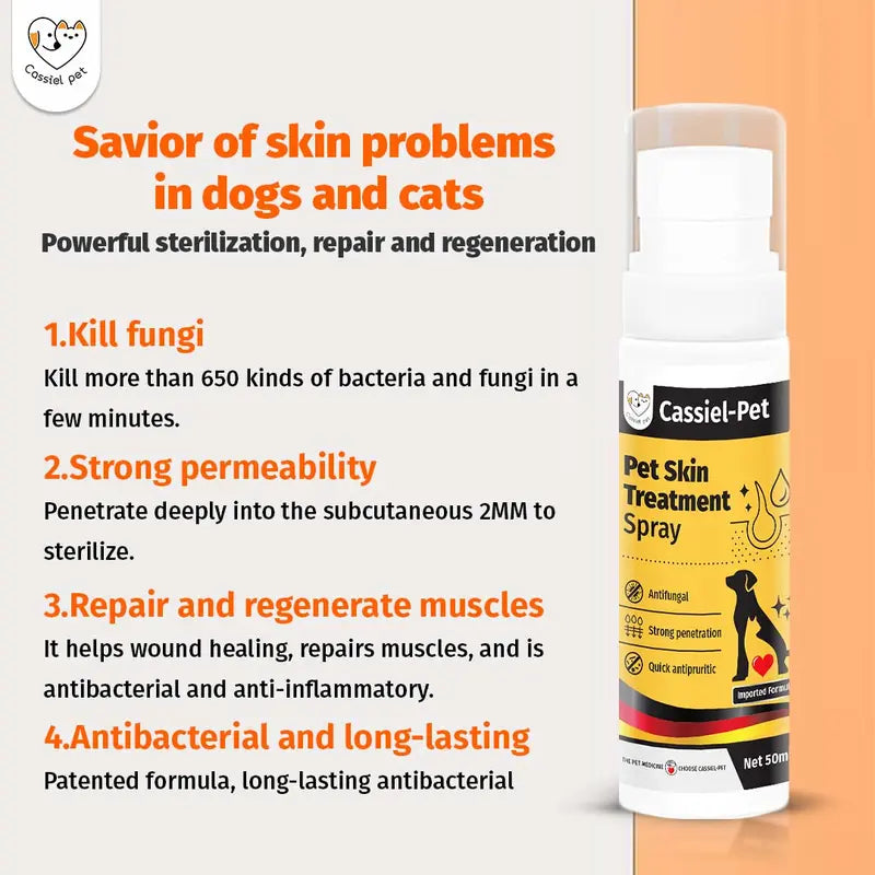 Cassiel Pet-Pet Skin Sprays for Dogs & Cats - Nature Soothing Spray for Clean and Soft Skin, Reduces Itchy Scratching