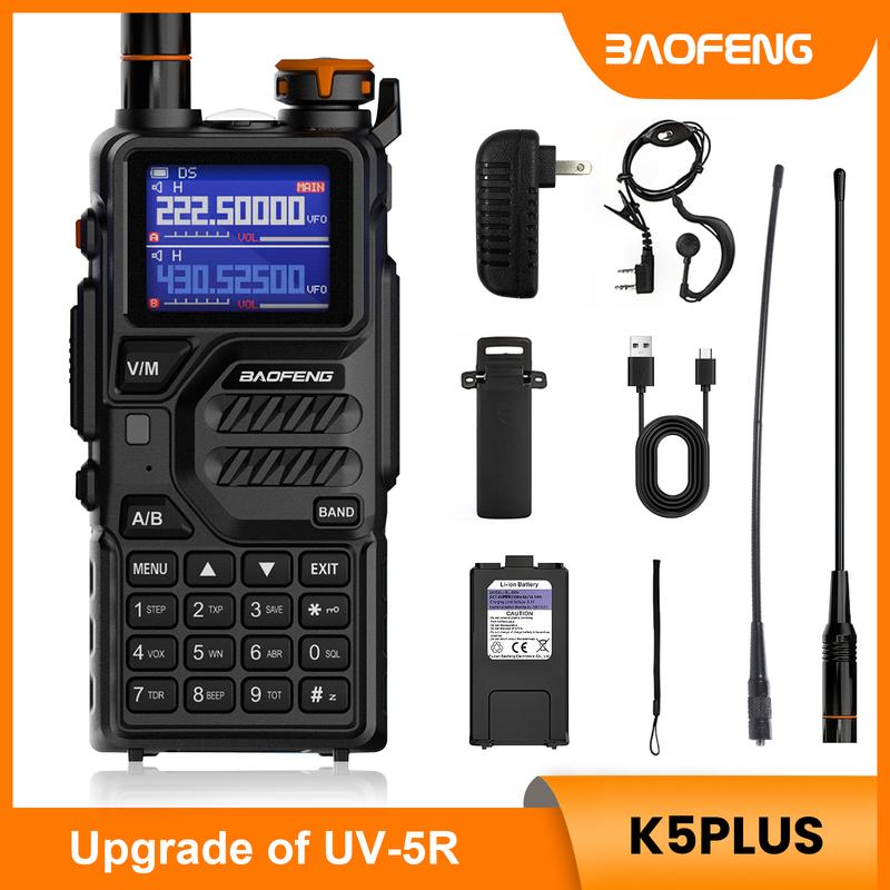 BAOFENG Radio K5PLUS 10W Max Power Long Range Handheld Ham Radio, Rechargeable Walkie Talkie Long Range Two Way GMRS Radio with NOAA Weather Alert Copy Frequency USB-C Charginng Emergency Survival Gear Audio