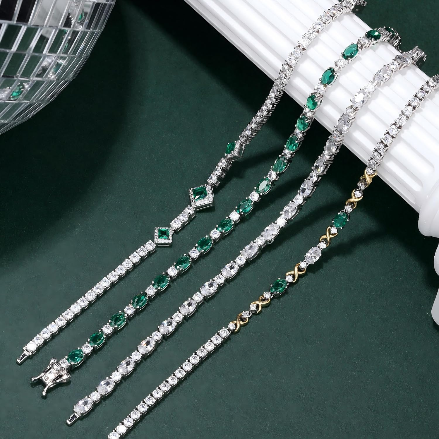 FANCIME Birthstone Bracelets Sterling Silver Tennis Bracelets Charm Fine Jewelry Birthday Gifts for Women 7"