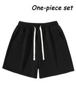 Men's Plain Drawstring Waist Shorts, Basic Casual Sporty Running Pants for Daily Wear and Exercise, Moderate Fabric, Fitted Style Summer Sports Shorts