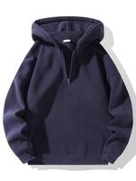 Men's Solid Zip Up Hoodie, Casual Loose Long Sleeve Hooded Sweatshirt for Daily Wear, Men's Clothes for All Seasons