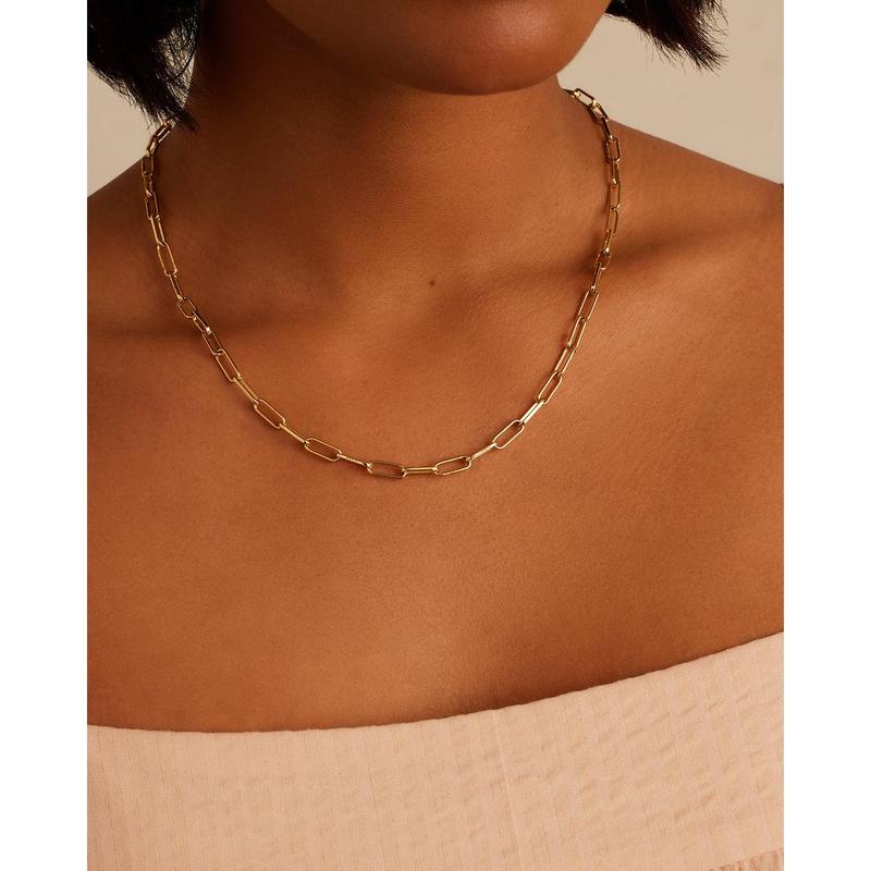 gorjana – Parker Necklace – 18K Gold-Plated Paperclip Chain – Timeless & Customizable Jewelry – Elegant Foundation for Layered Looks