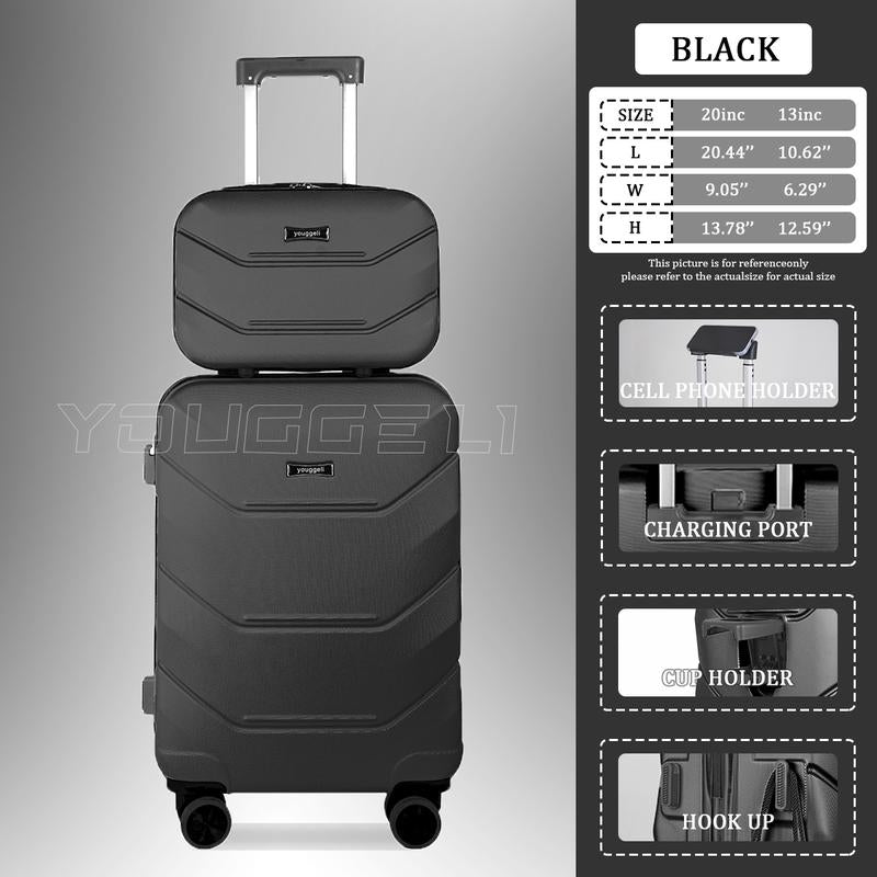 HOt 2025 multifunctional two-piece suitcase, YOUGGELl suitcasea must-have for going out, carry-on suitcase 20 inch+ 13inch /360° universal wheels, cup holder suitcase, chargingport suitcase unisex /business trip / travel /school must-have #outdoorfun