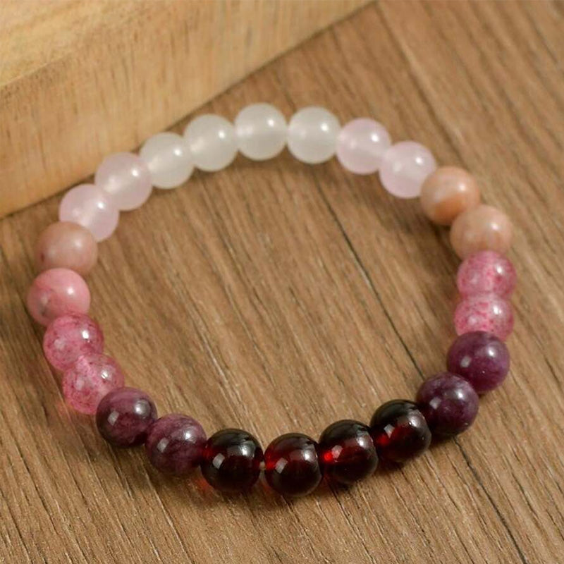 Healing Crystal Bracelet – Strawberry Quartz, Rose Quartz, and Garnet