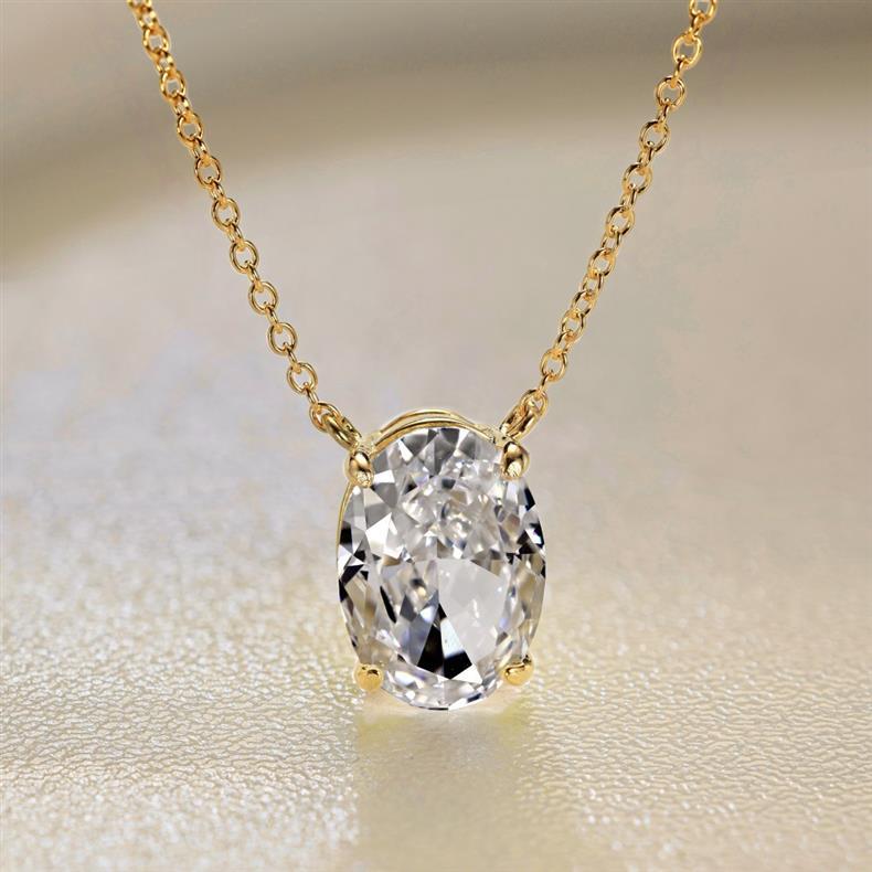 S925 Oval Moissanite Necklace – Ice-Cut Sparkle, Minimalist Style