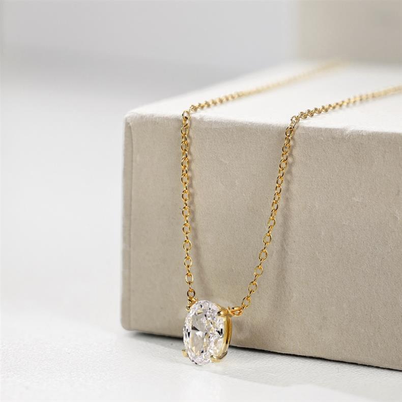 S925 Oval Moissanite Necklace – Ice-Cut Sparkle, Minimalist Style