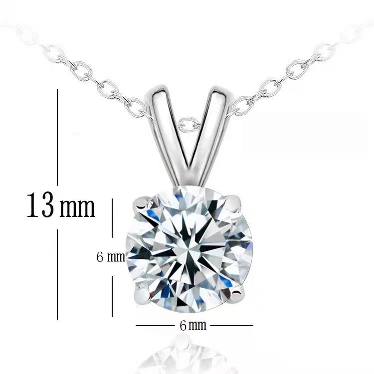 S925 Moissanite Pendant Necklace – Classic Solitaire with Big Sparkle