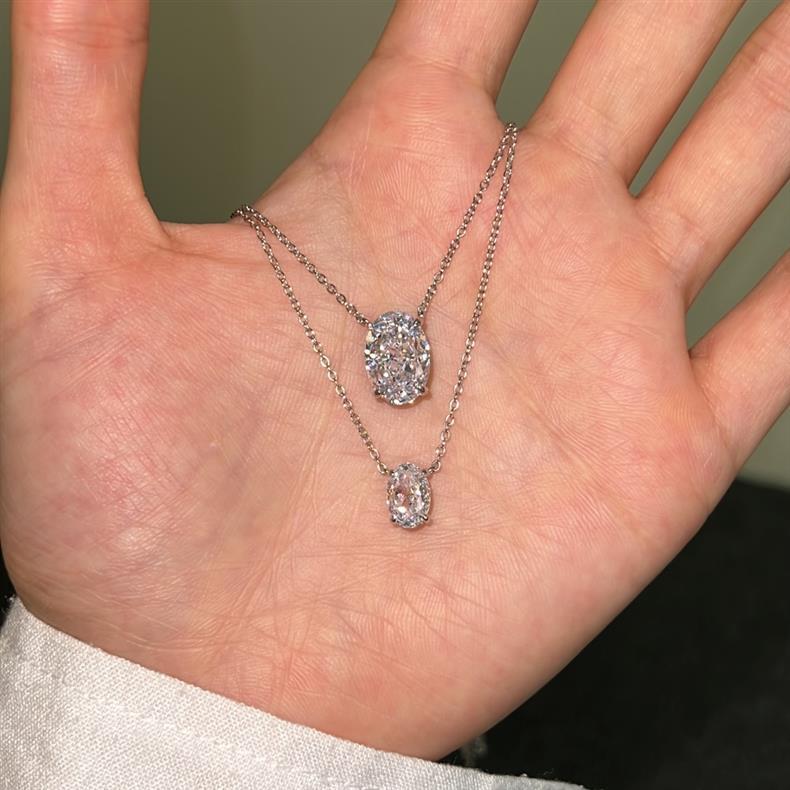 S925 Oval Moissanite Necklace – Ice-Cut Sparkle, Minimalist Style